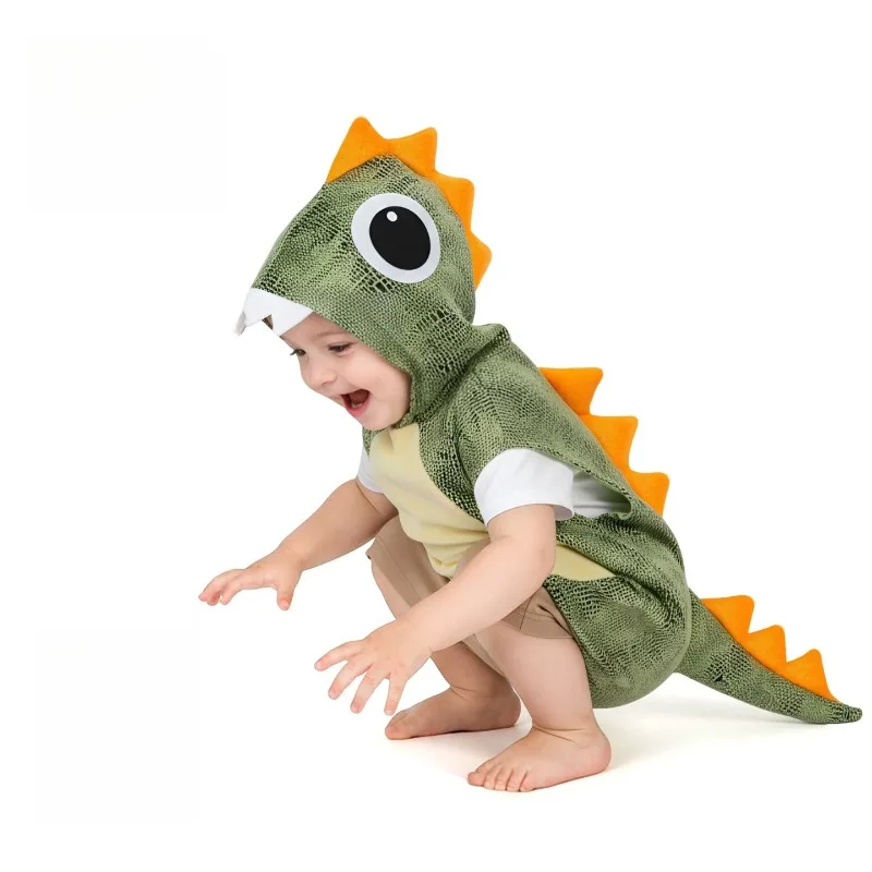 

Halloween Cartoon Crocodile Cosplay Costume Dinosaur Overall Sleeveless Hooded Romper Stage Performance Roleplay Outfits
