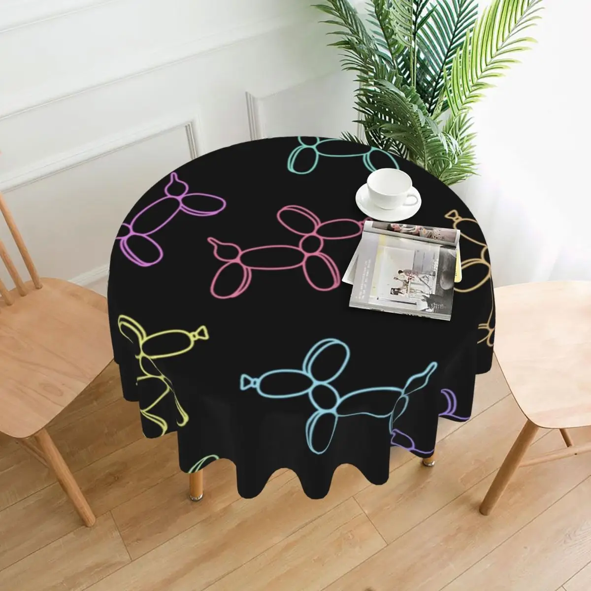 Tablecloth Colorful Balloon Dogs Round Table Cloth Bright Funny Table Cover Tablecloths Wedding Birthday Party Table Decoration