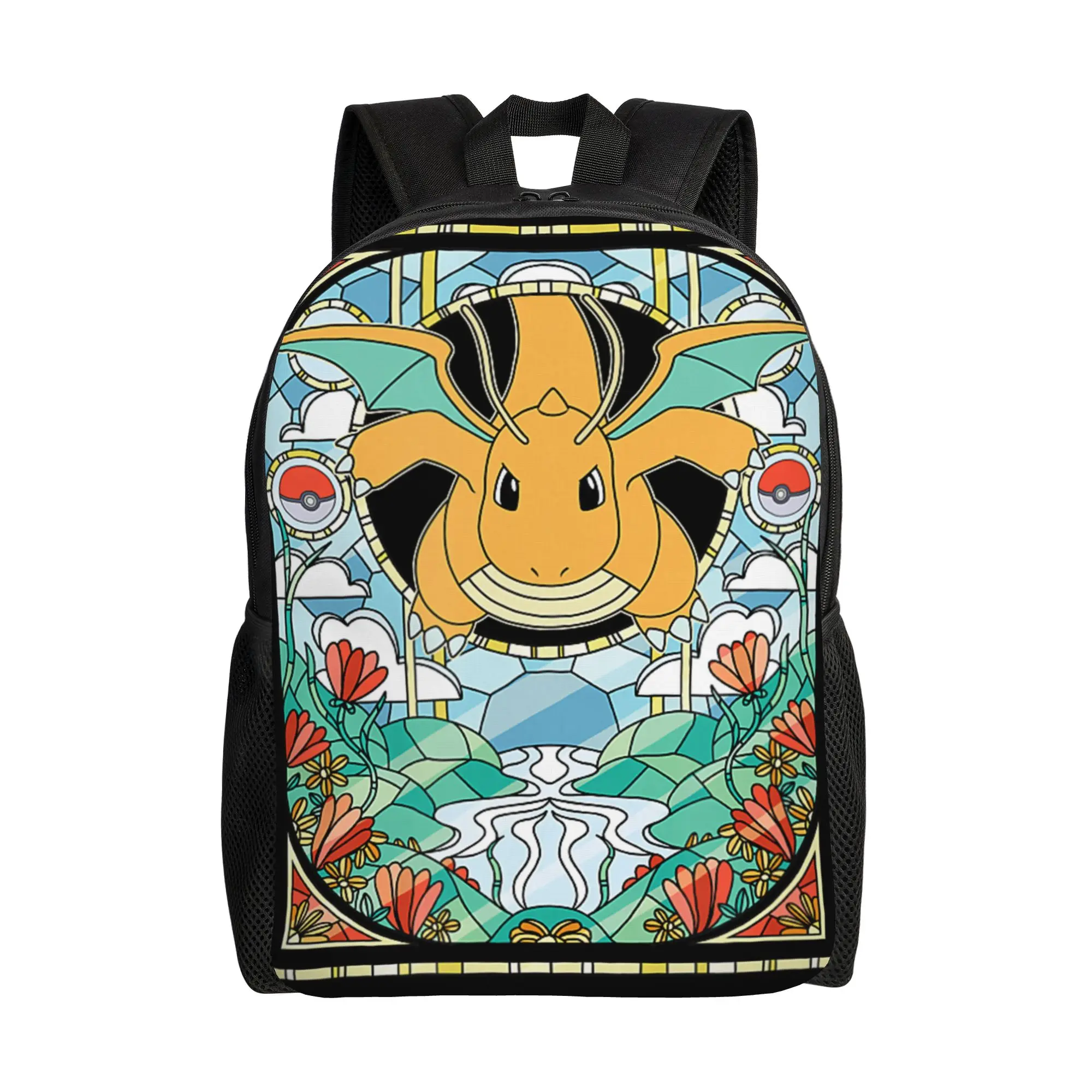 Pokemon backpacks Dragonite Stained Glass Dragon Type Generation 1 Daypack  mochila Journey Zipper Closure Rucksack