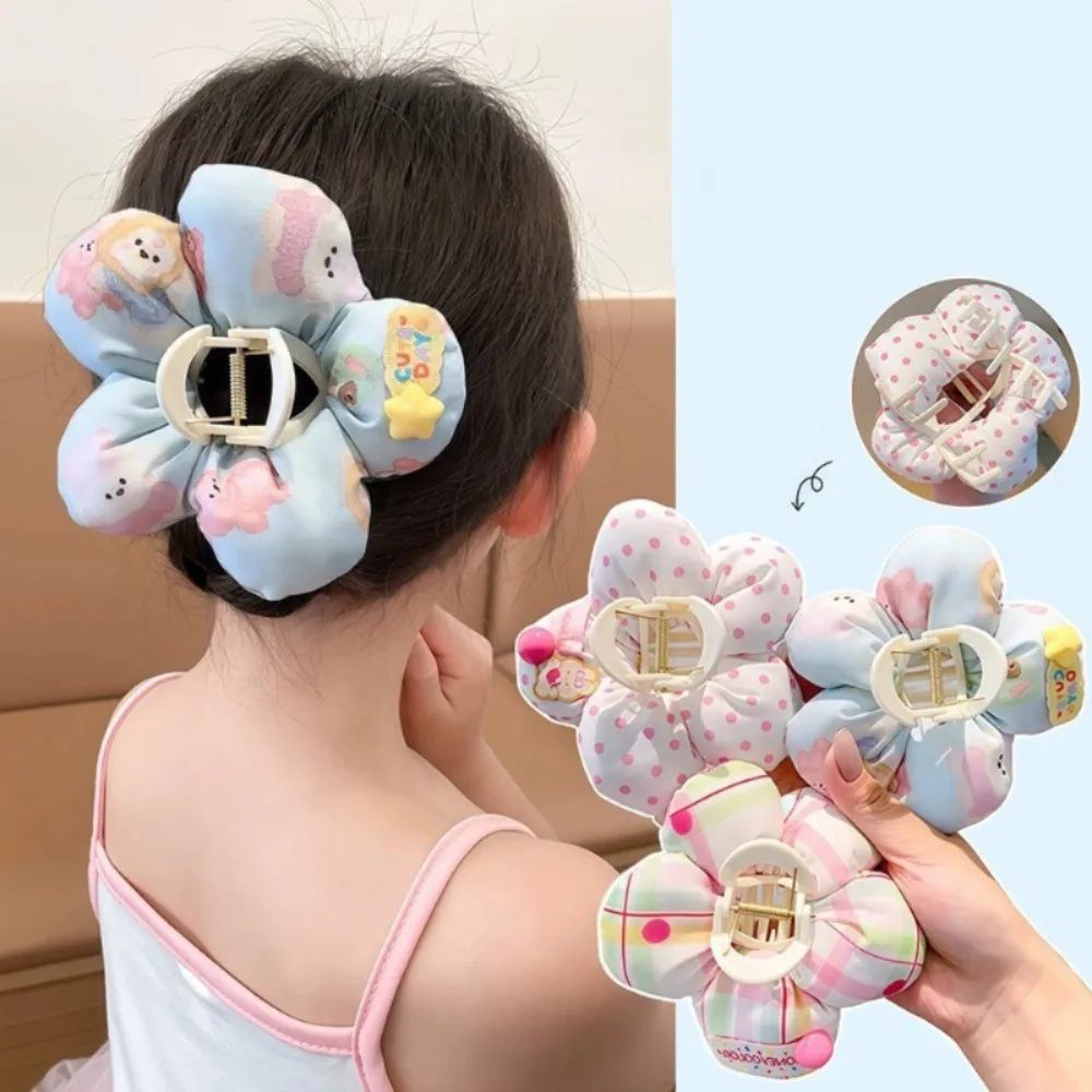 

1pc Exquisite Sweet Flower Puff Hair Clip Fabric Shaggy 3D Flower Head Dress Pink Color Hair Accessories Hair Accessory