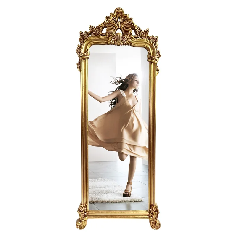

European retro full body wall hanging dressing baroque aircut beauty hanging mirror porch clothing store mirror
