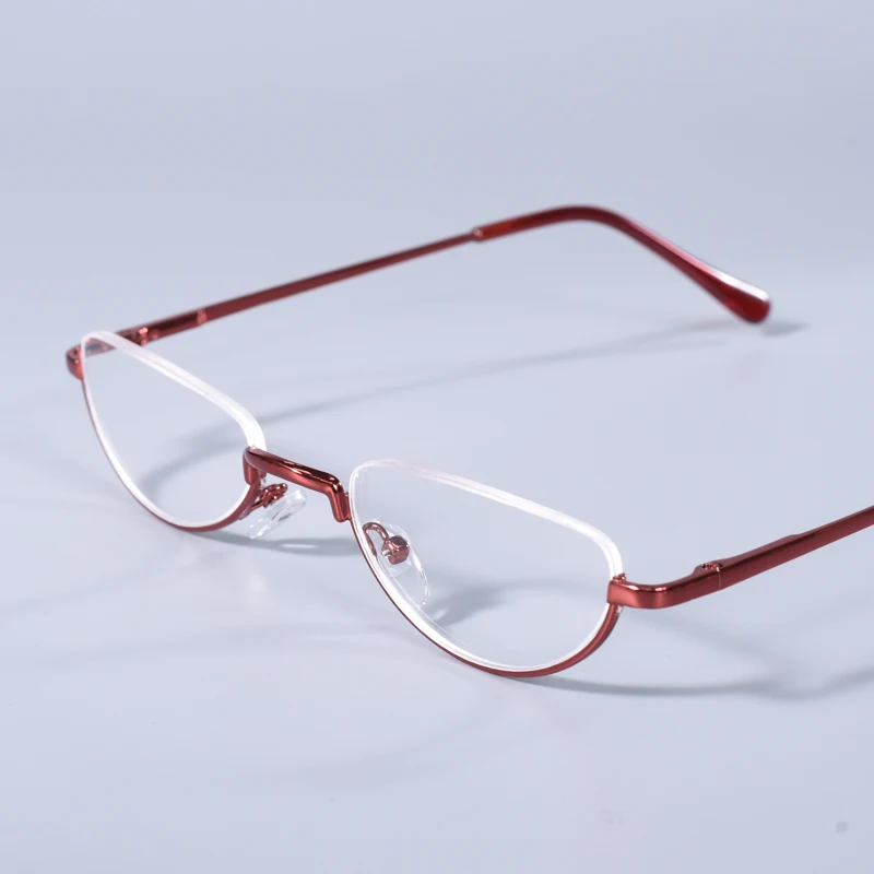 Lunettes de lecture rouges en alliage, demi-monture, monture ronde à ressort, pour hommes et femmes, +125+175+225+275