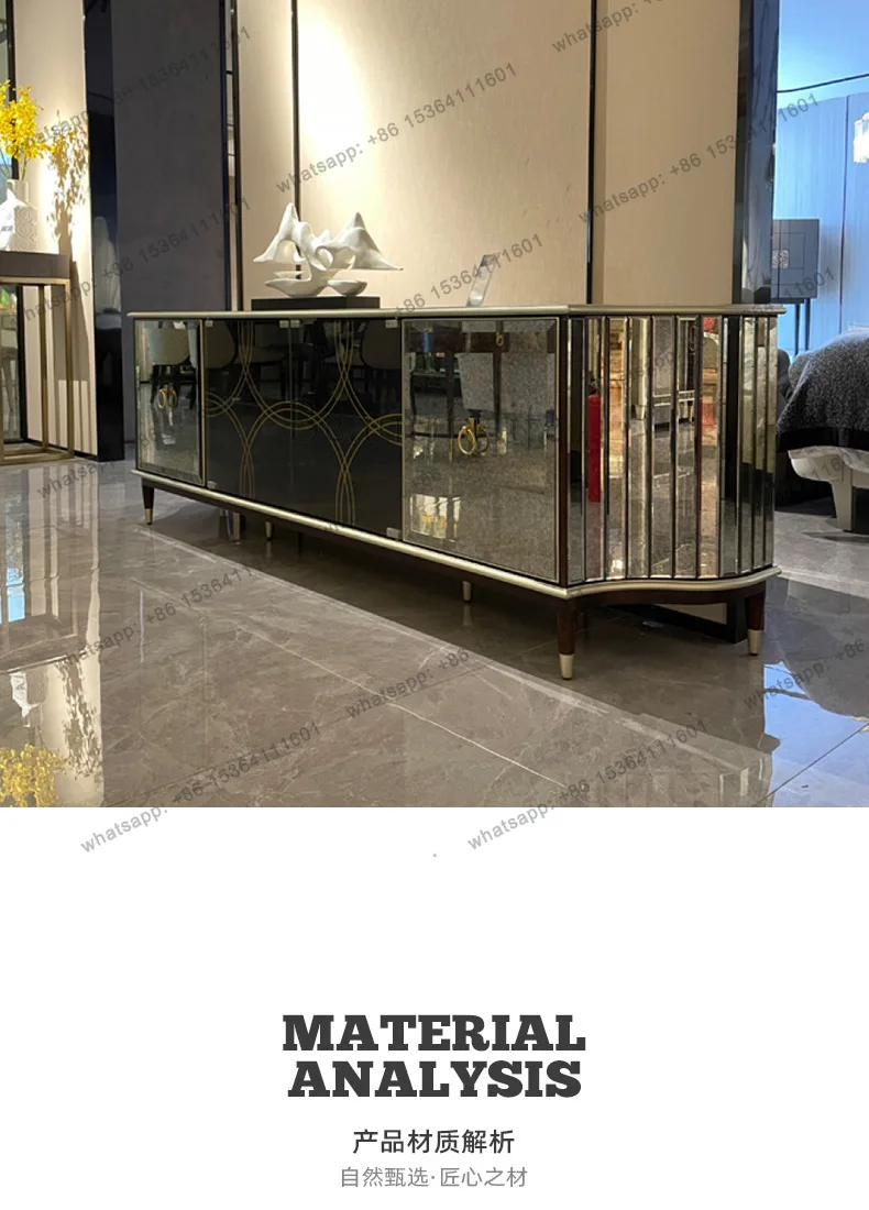 American light luxury TV cabinet high-end retro glass video cabinet