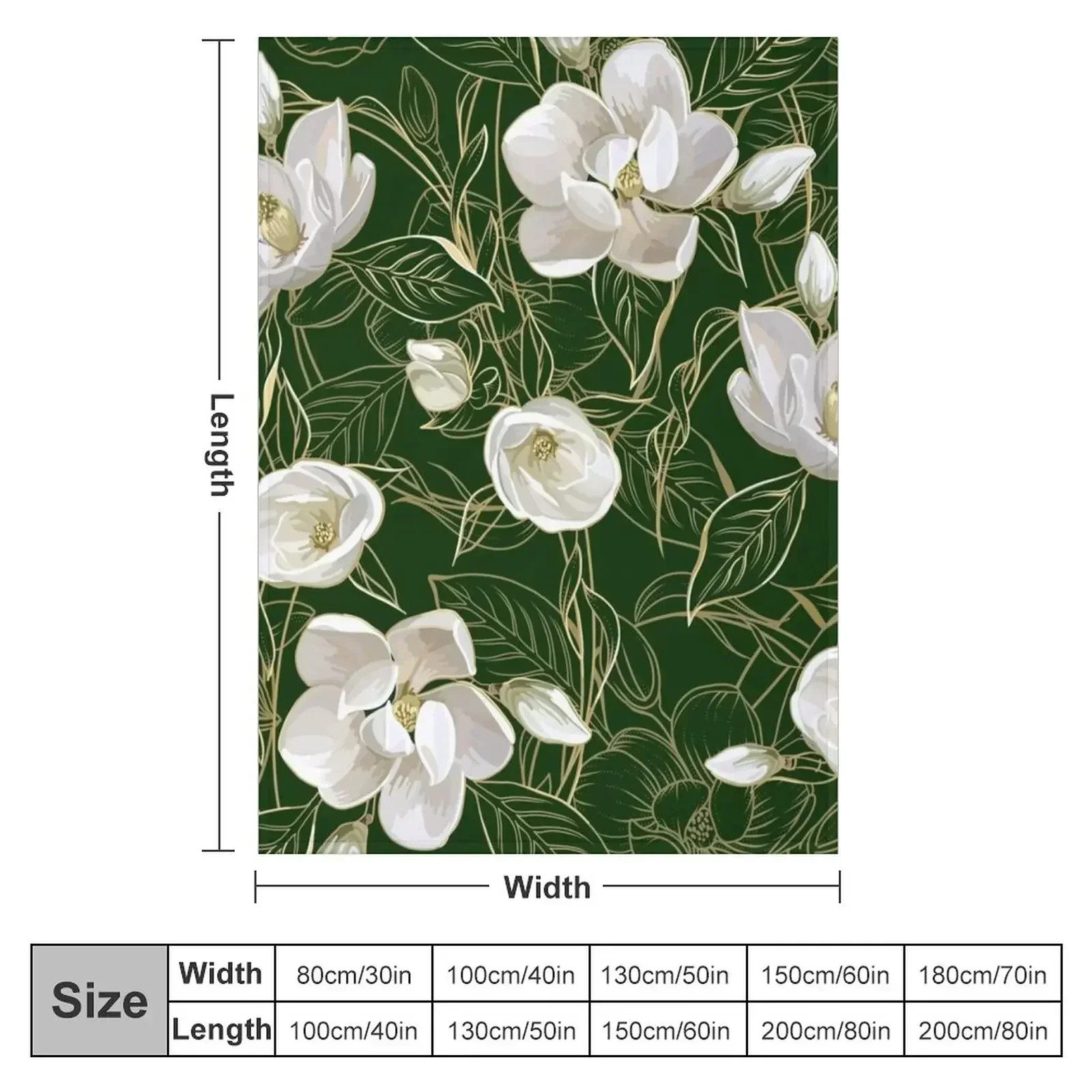 Modern Southern Magnolia Pattern on Deep Green Throw Blanket Picnic Luxury Designer Blankets Sofas Of Decoration Blankets