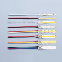 Connecteurs de bande à fil LED COB, connexion sans soudure pour CCT, FCOB, lumières LED RVB, 2 broches, 3 broches, 4 broches avec fil, 5mm, 8mm, 10mm