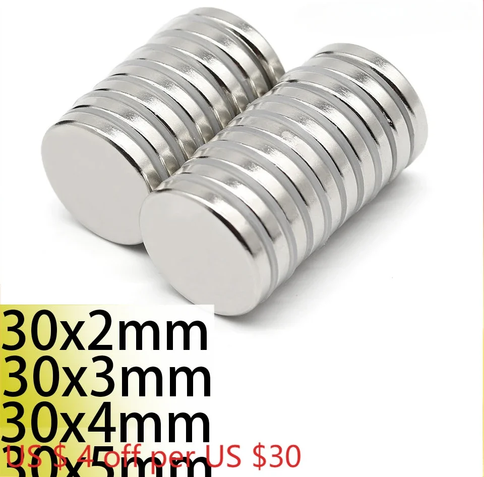 

N52 30x2 30x3 30x4 30x5 Strong N35 Neodymium Magnet strong rare earth Round Neodymium Magnet Search Magnet Fridge Custom 30*3