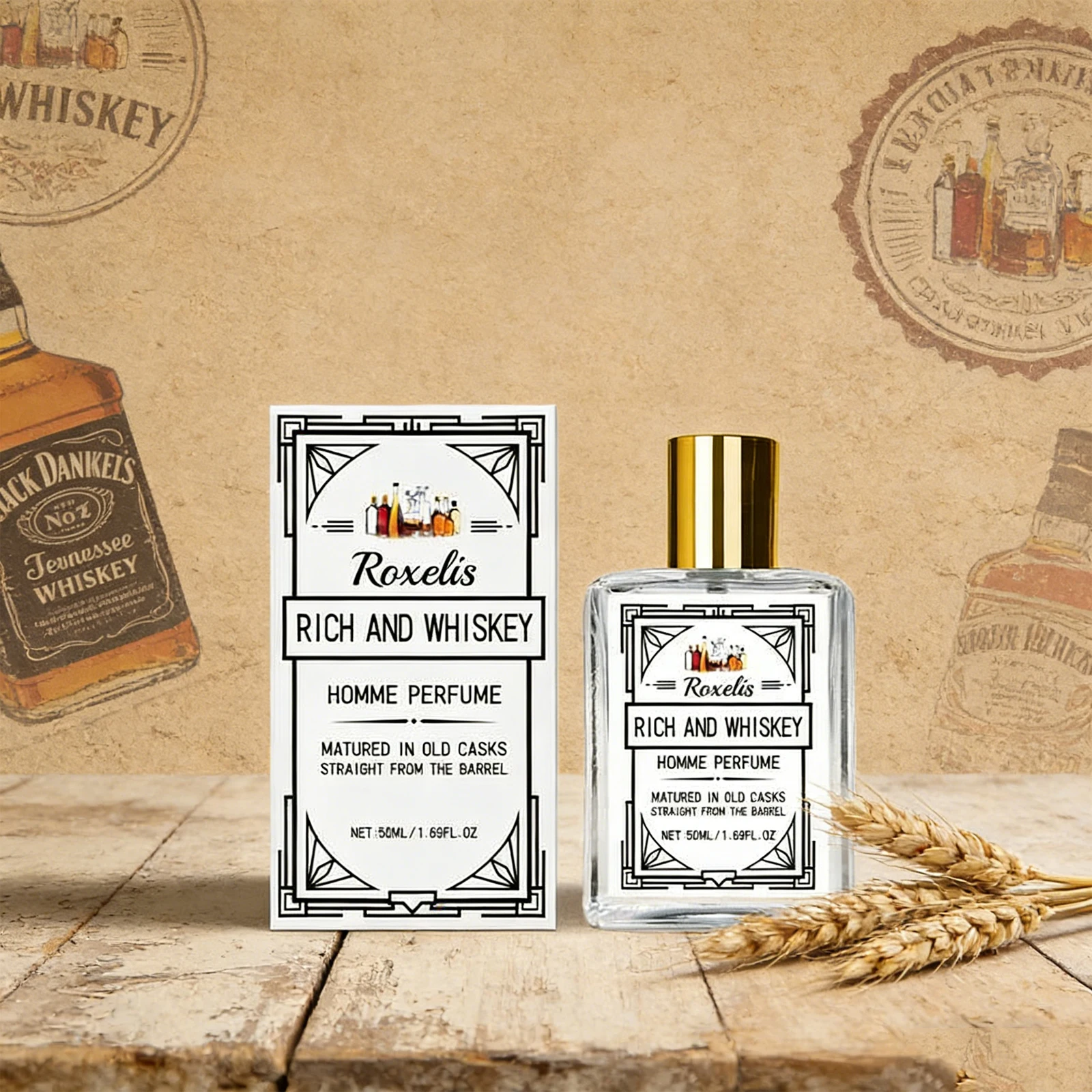 

Roxelis 50ml Men Charming Whiskey Pheromone Perfume Long Lasting Refreshing Scent Perfect for Dating Daily Use Ideal Gift