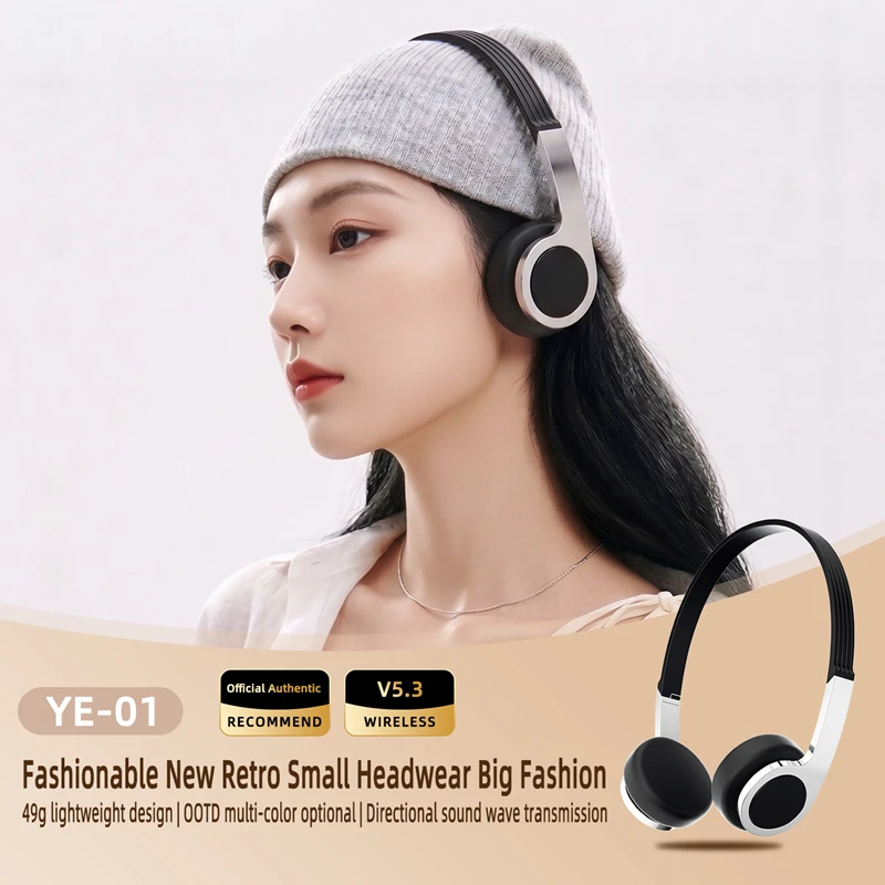 2026 New Retro Small Head Headphones Lightweight Internet Celebrity Dress Up Photo OOTD Simple And Stylish Wireless Bluetooth