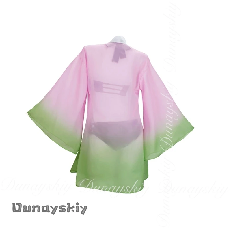 {Hemera}Anime Kanroji Mitsuri Cosplay Swimsuit Costume Two Pcs Swimsuit Female Cardigan Swimsuit Set Halloween Disguise Women view 4