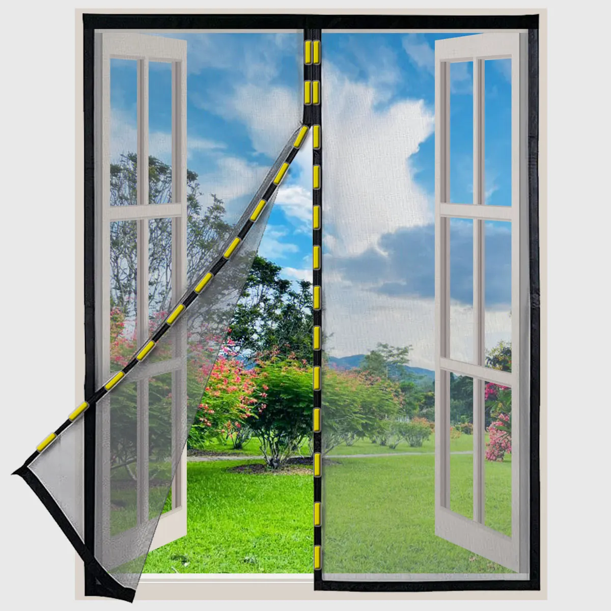 TYMF Black Magnetic Window Mosquito Net Screen Customized size Fiberglass Mesh Insect Removable Washable Pet Door Touring Car