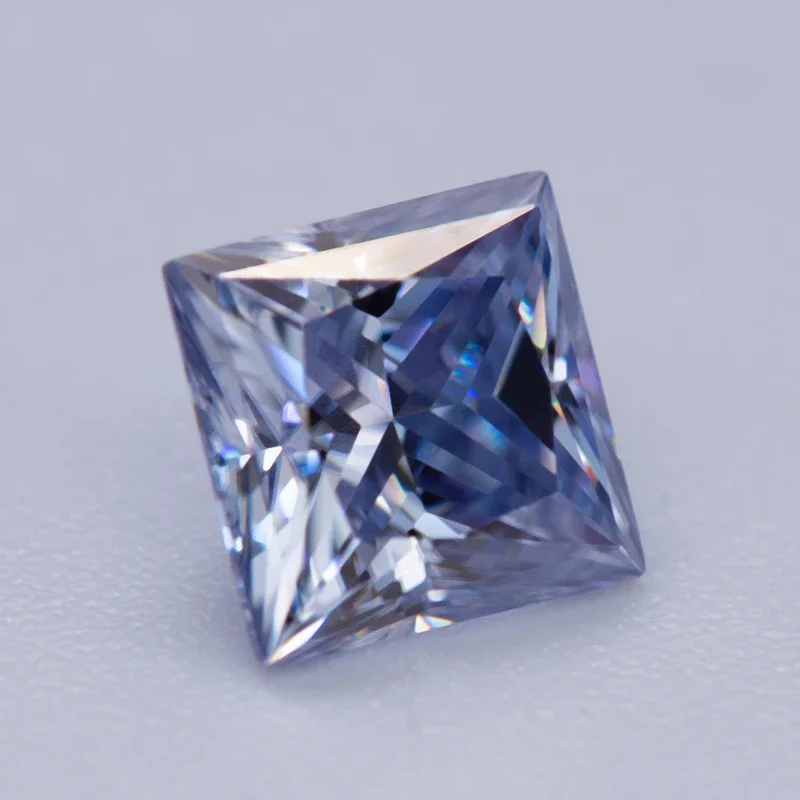 Moissanite Stone Lavender Color Princess Cut VVS1 with GRA Certificate for Gemstone Charms Beads Top Jewelry Making Materials