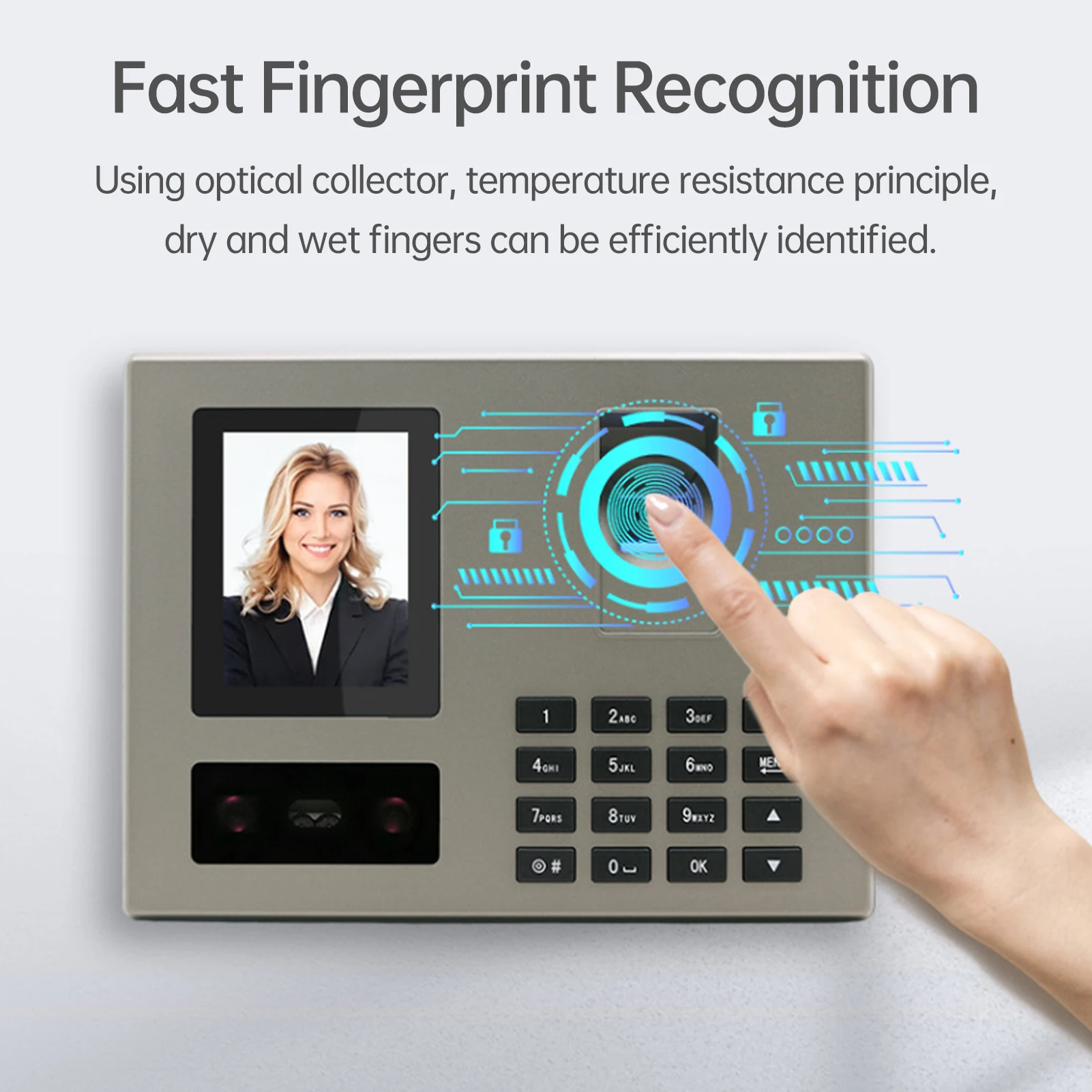 Intelligent Face Biometric Fingerprint Password Employee Attendance Machine Checking-in Recorder Dual-Camera Fast to Identify