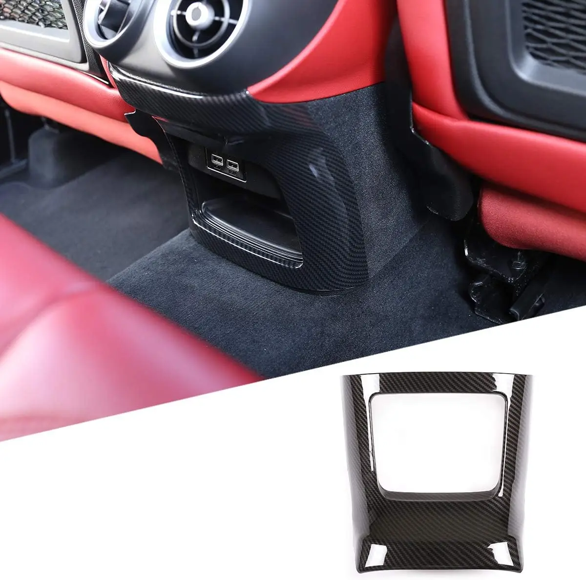 ABS Carbon Rear Air Condition Vent Outlet Lower Panel Cover For Alfa Romeo Stelvio 2017-2020 Decorate Interior Trim Accessories