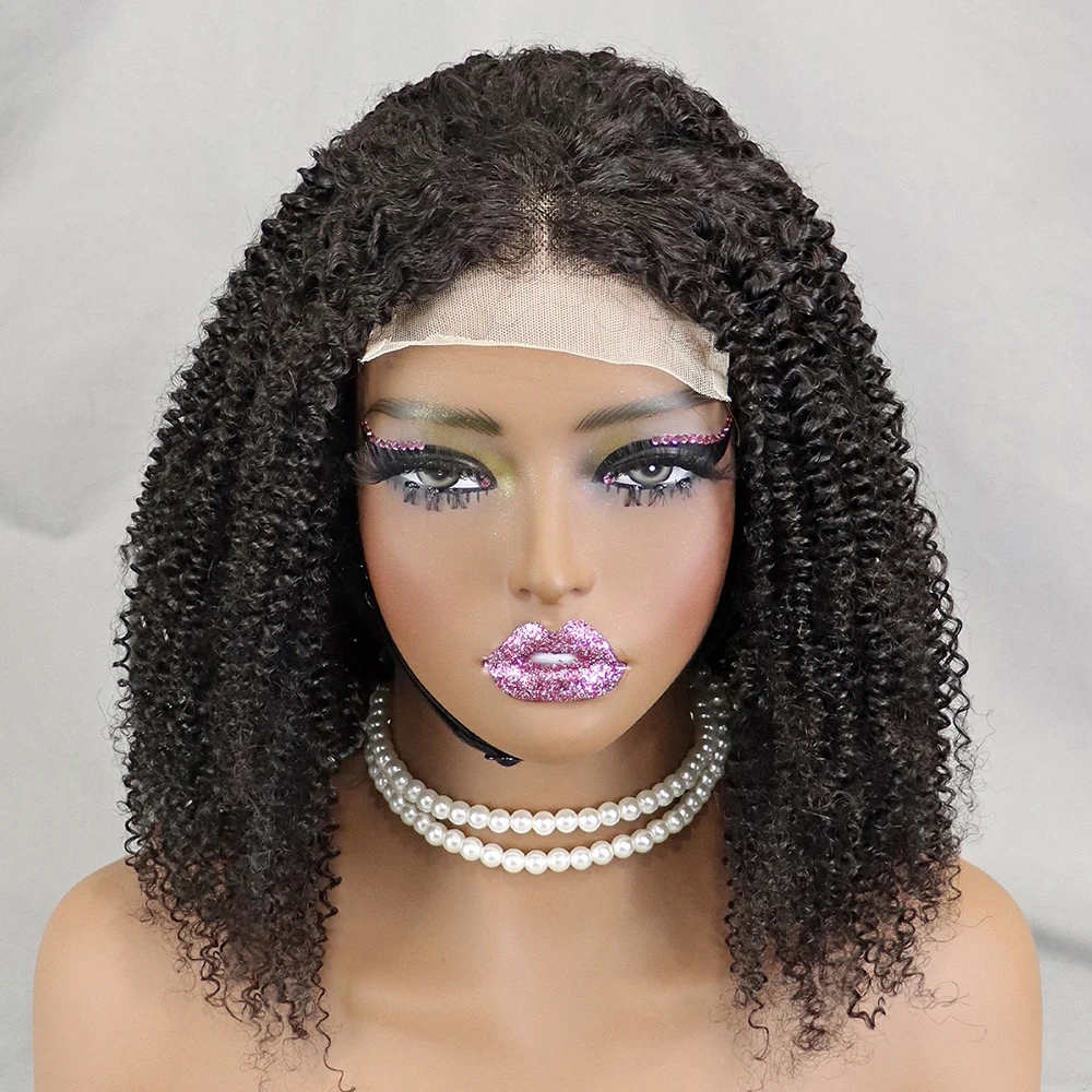 

Afro Curly Kinky Curly Hair Wig 300% Density Afro 4x4 Closure Lace Wig Fluffy Short Wig for Black Women
