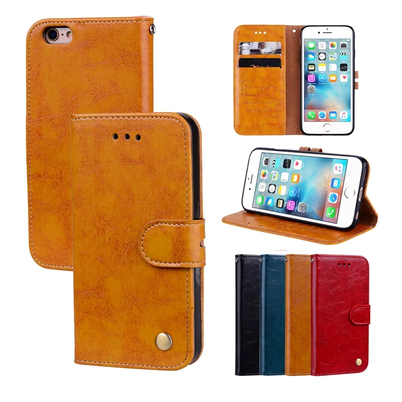 Flip Wallet Leather Case for iPhone 6 6S Cover with Clip Brown Red Covers