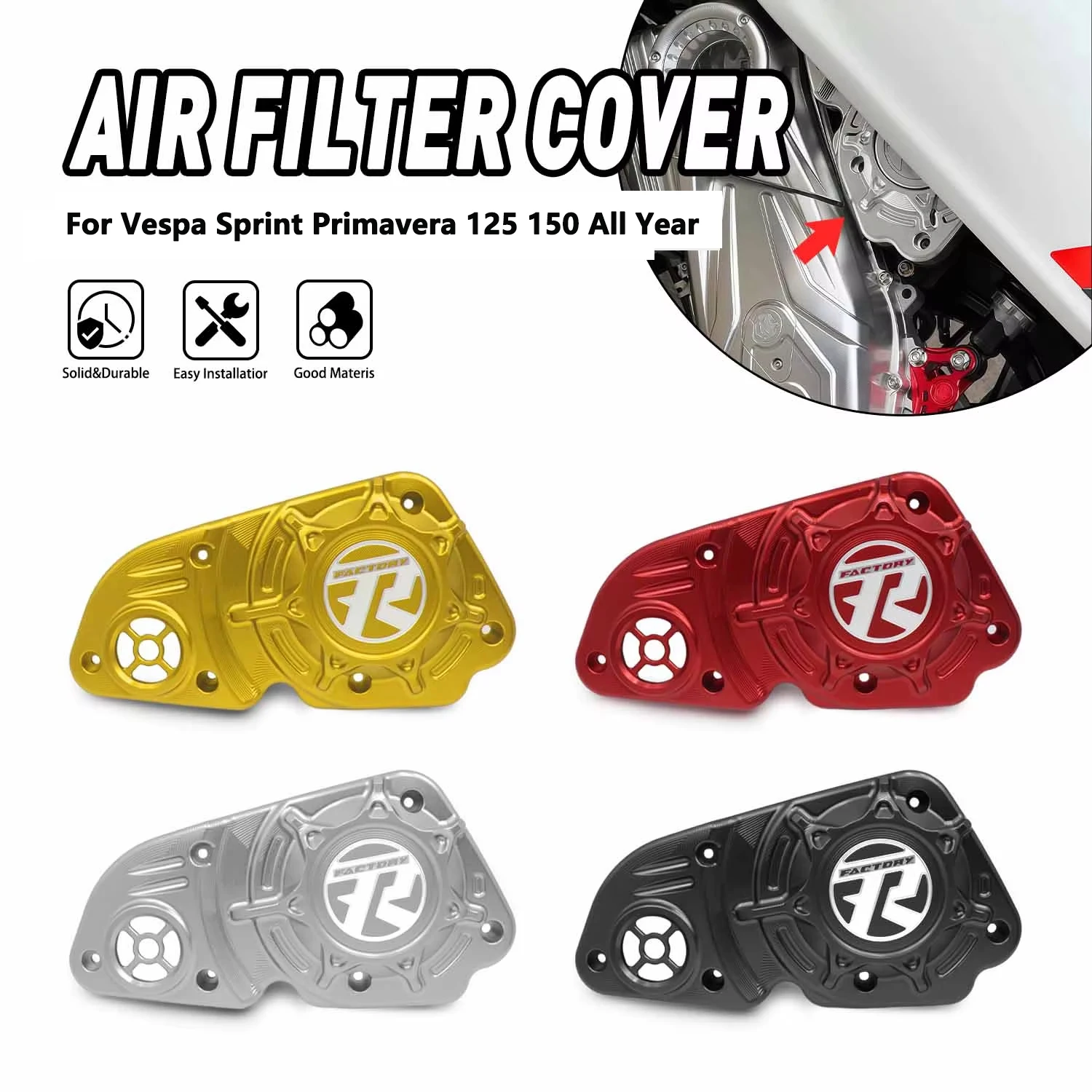 

Motorcycle Parts Air Filter Cover Air Elements Guard Protector For Vespa Sprint Primavera 125 150 All Year