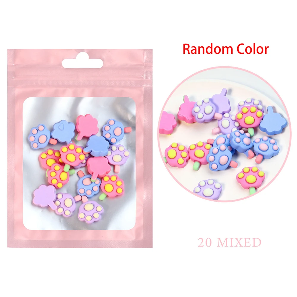 20Pcs Kawaii Resin Nail Art Charms Heart Fruit Animals Jelly Gummy Mix Sweet Candy 3D Nail Designer Decors Nail Art Accessories