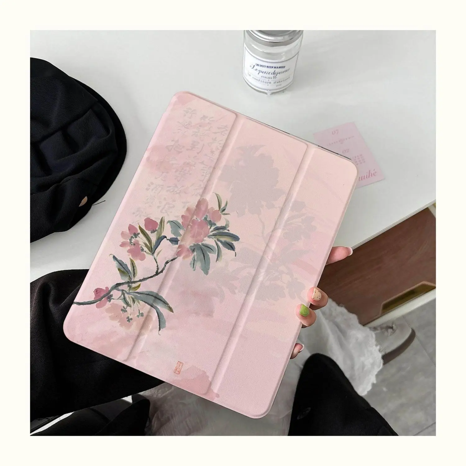 Art Elegant Flower New Tablet Case For iPad Pro 11 12.9in 13 M4 9.7 10.2 5/6th 7/8/9 10 11th MINI 6 7 Air 5 6 7 Trifold Case