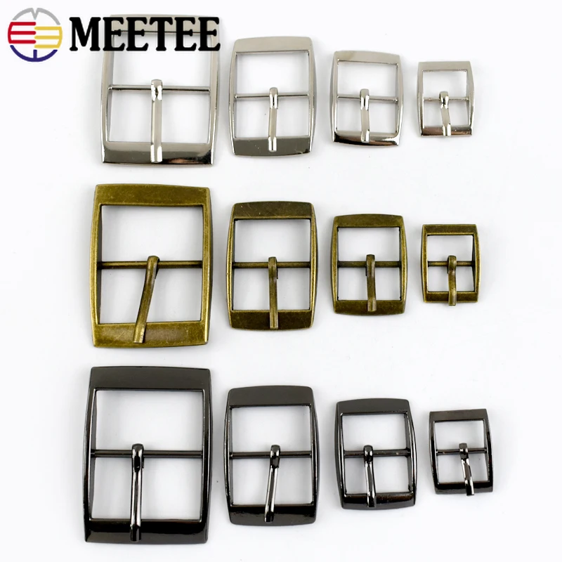 5Pcs Meetee 15/20/25/30mm Metal Pin Buckle Bag Strap Adjuster Clasp for Handbag Webbing Shoes Belts DIY Hardware Accessories