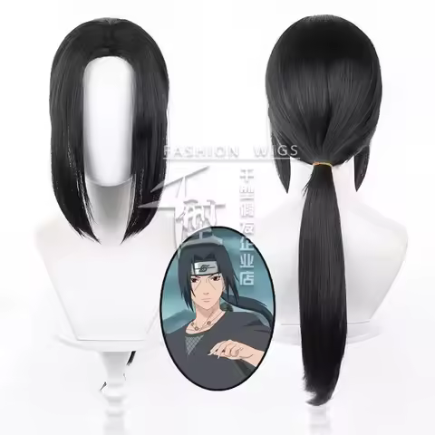 Anime Uchiha Itachi Cosplay Wig Itachi Uchiha Long Straight Black Heat Resistant Synthetic Hair Cosplay Wigs