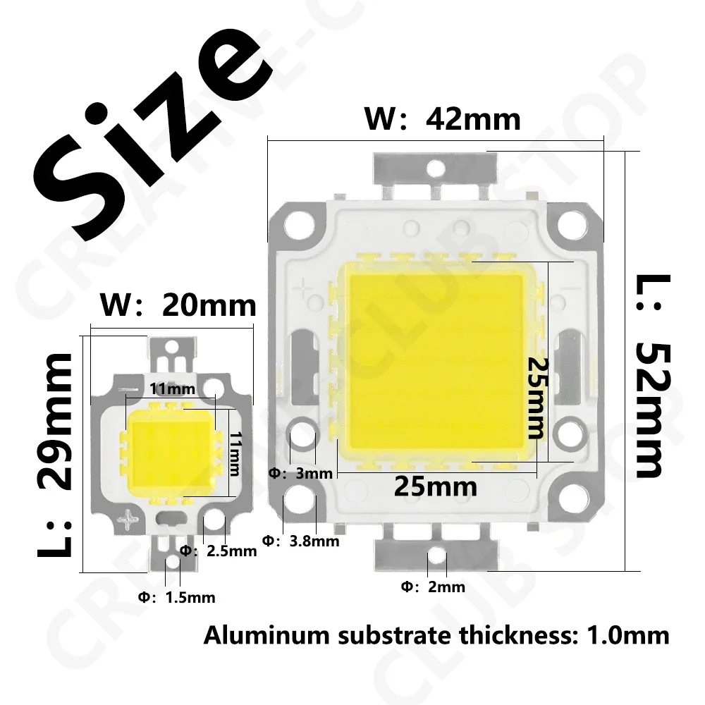 1p LED Bead 6500K 10W 20W 50W COB Backlight Matrix LED Light Module Lighting Accessories LED Matrix For DIY FloodLight Spotlight