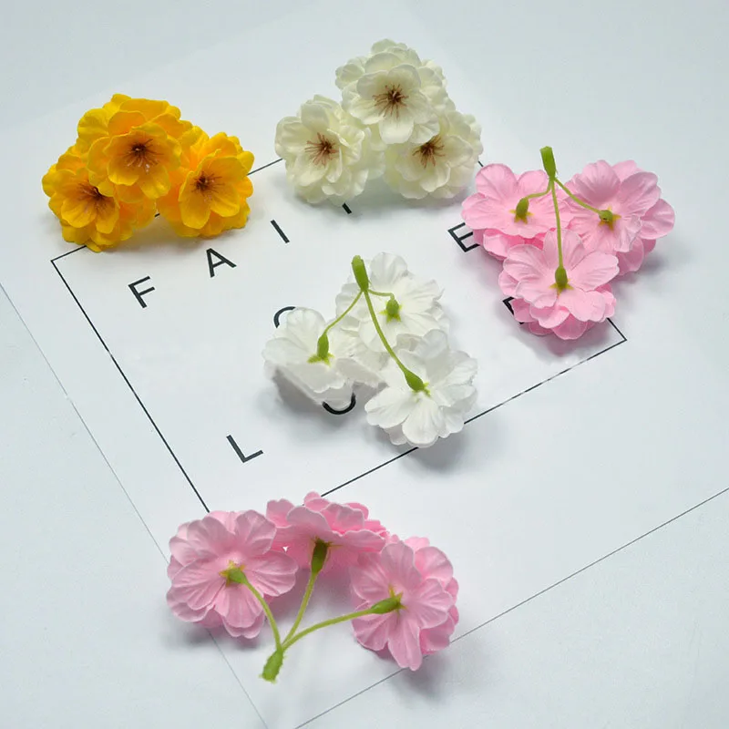 Flor de sabão Sakura com 3 cabeças, DIY para caixa de presente floral, dia das mães, menina, amigo, aniversário, namorados, casamento, 8x7cm, 4 camadas