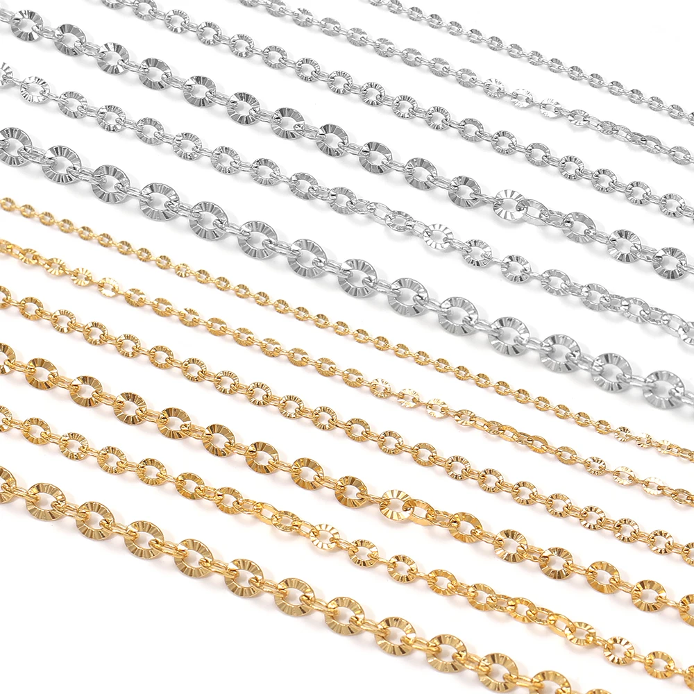 2 Meter Edelstahl-PVD-Gold-Strukturkette für DIY-Schmuckherstellung: Halsketten, Armbänder, Ohrringe für Mädchen und Frauen – Detail 4