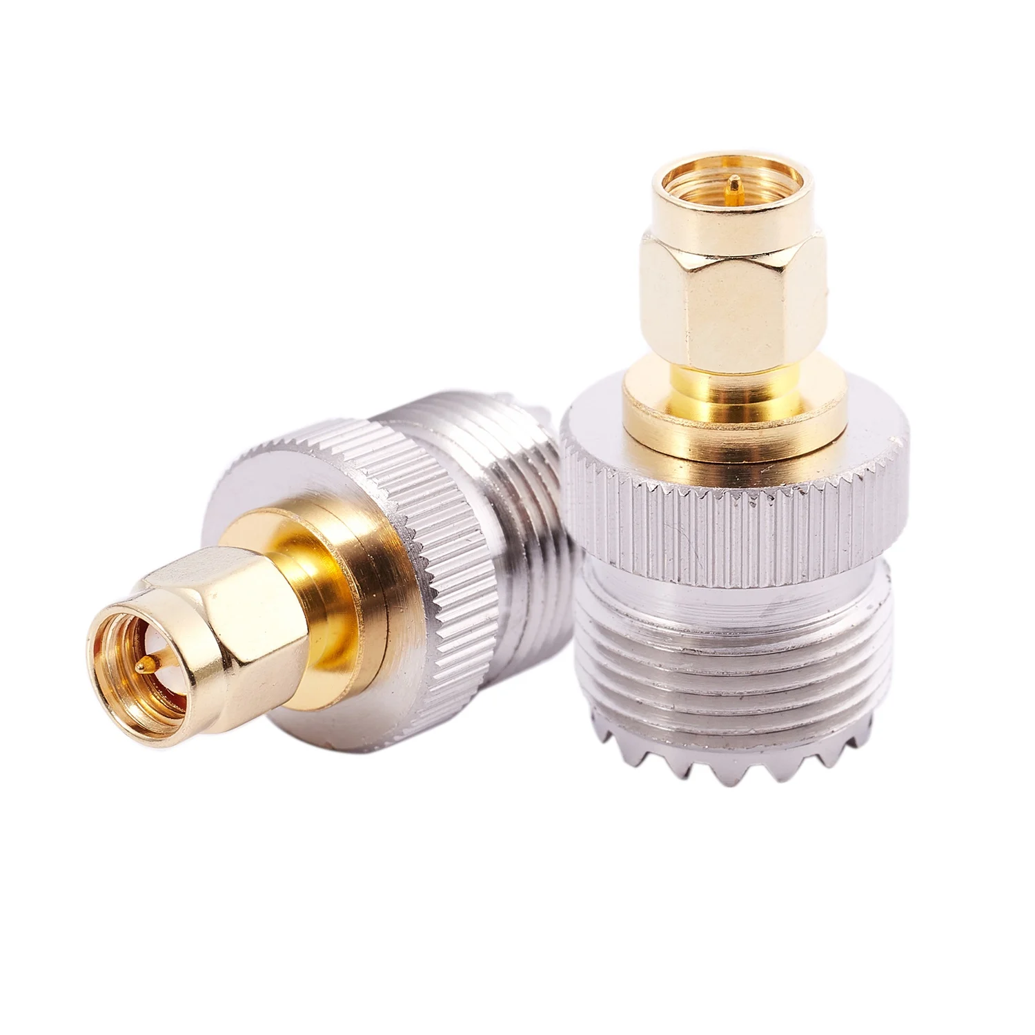 2x SMA Male to UHF Female SO239 SO-239 Jumper Plug RF Adapter Connect PL-259 Gold