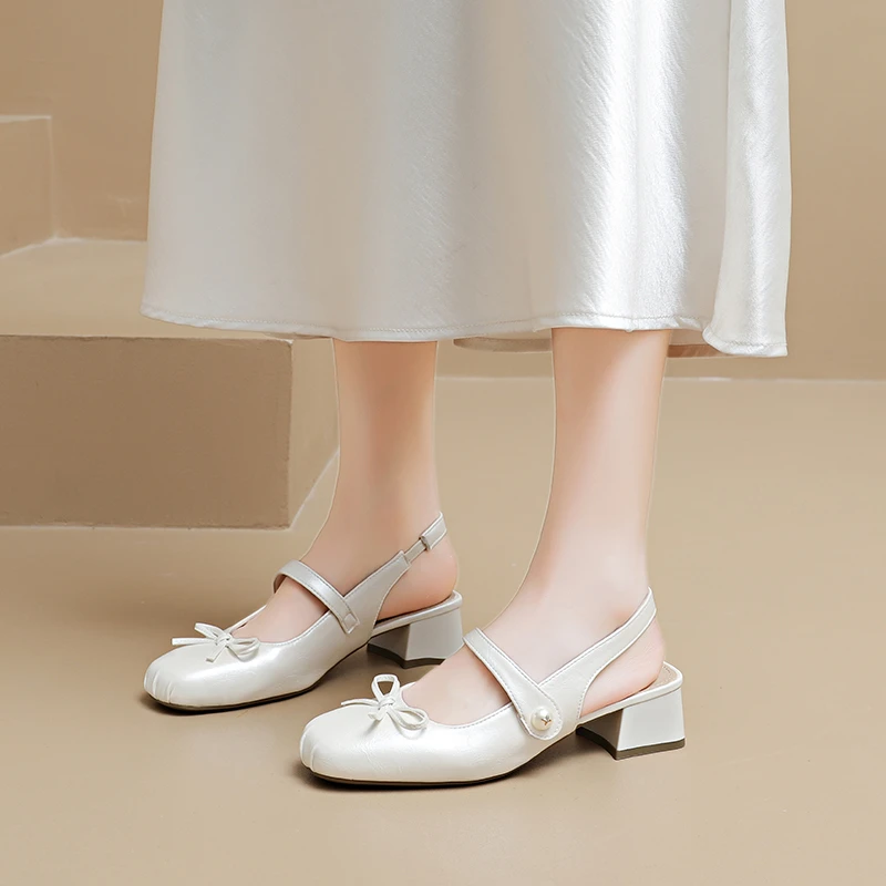 

French Patent Leather Bow Toe Sandals for Women 2026 Summer New Versatile Chunky High Heels