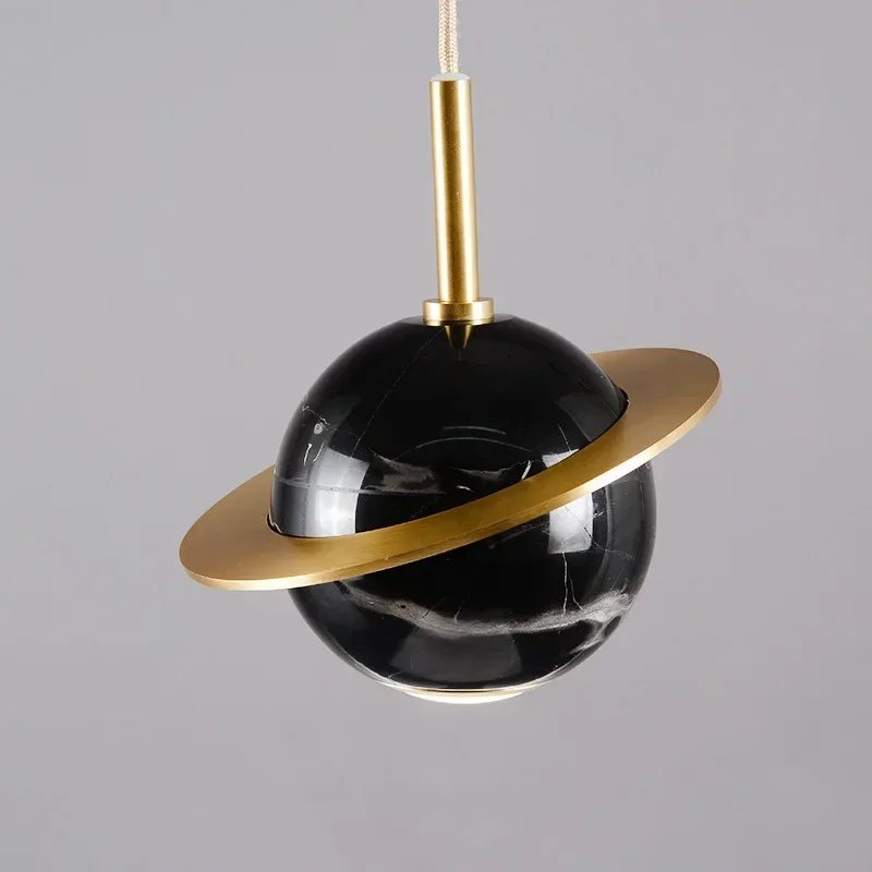 

Nordic Spherical Shape Marble with Copper Golden Plated 16cm in Diameters LED Hanging Light Bedside Warm Suspension Luminaire