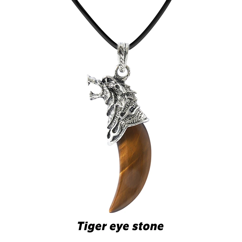 Wolf Tooth Pendant Necklace with Rose Quartz & Amethyst