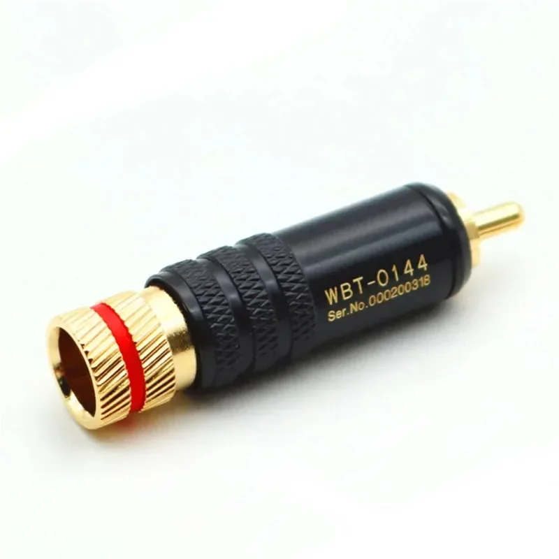 RCA Connector Plug Male Headphone Terminal Gold Plated Copper WBT-0144 With Screw Locking For Soldering Audio Video Cable