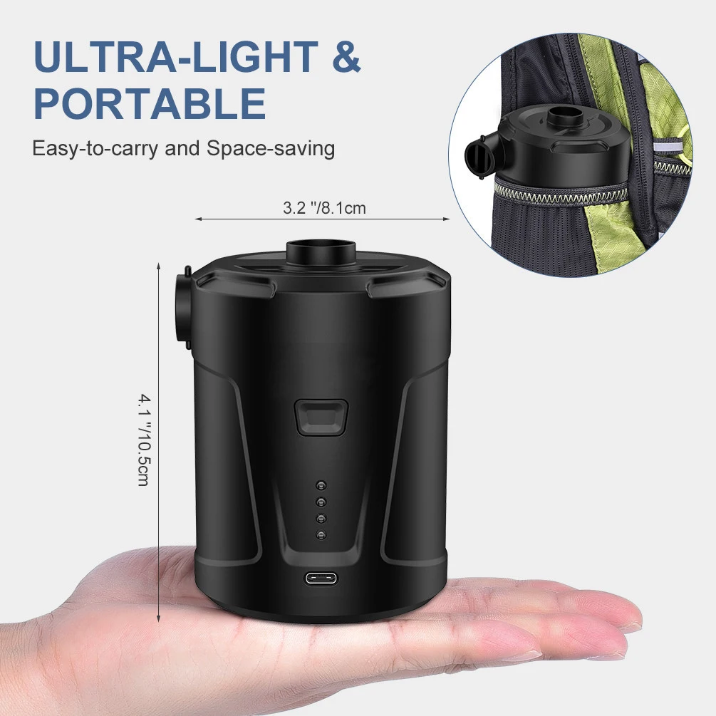 Portable Quick-Fill Air Pump 5000mAh Perfect Inflator / Deflator Pump for Air Mattress Bed Boats Swimming Ring