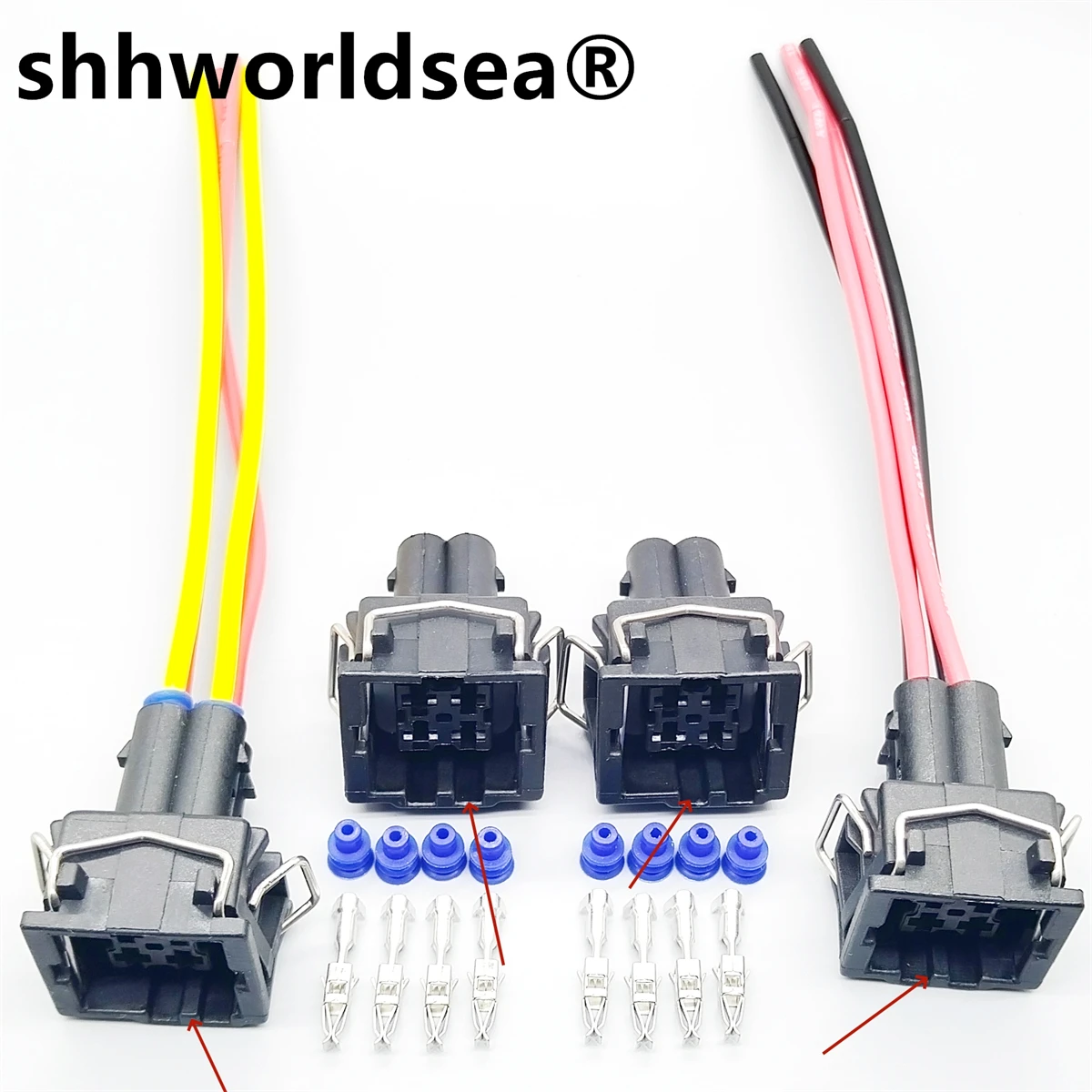 

shhworldsea 4P 3.5mm Automotive Black Connectors Waterproof Plug 444524-1 For AUDI VW 357919754