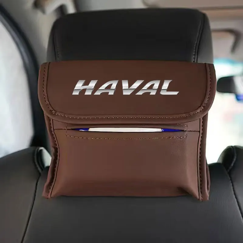 Car Leather Tissue Bag Car Backseat Tissue Case Storage For Haval H6 GT PHEV HEV F7 F7x H2 H2s H5 H8 H9 Jolion Car Accessories