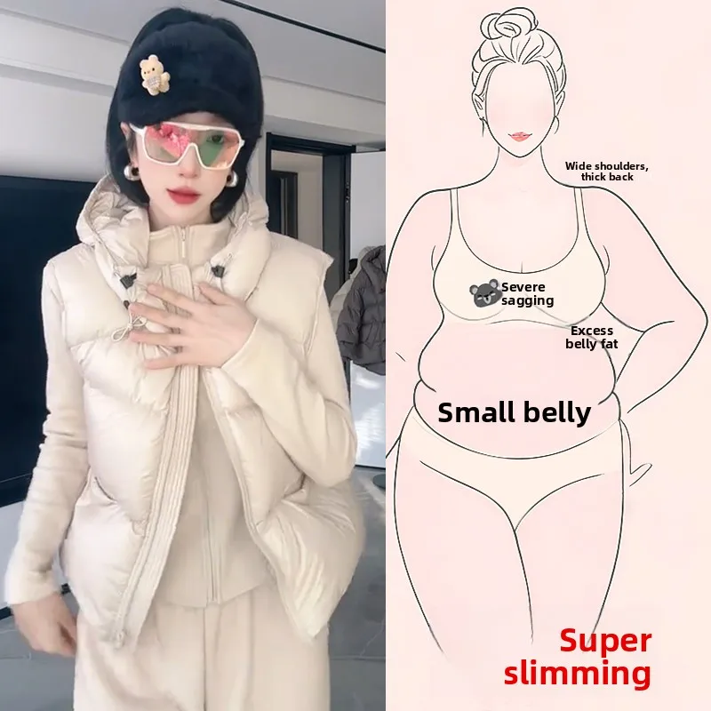 

Женский укороченный хлопковый жилет с капюшоном, свободного кроя, больших размеров, осенне-зимний, новый стиль, модная верхняя одежда в корейском стиле, для повседневной носки, с карманами