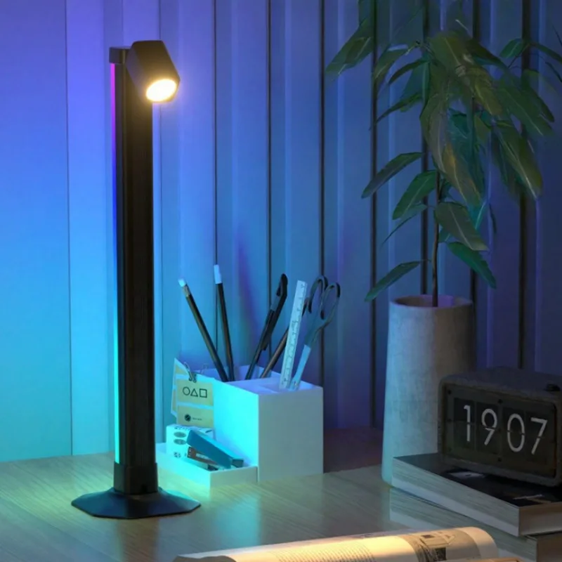 Lámpara LED de escritorio de lectura, luz de ambiente RGB, luz de aprendizaje 2 en 1 con Control remoto, luz decorativa para juegos de deportes y dormitorio en casa