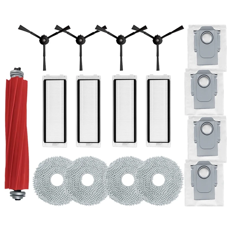Rouleau Principal et Brosse Latérale, Filtre Hepa, Serpillière, Sac à Poussière, pour Robot Aspirateur Roborock Qrevo S/Qrevo Pro/Qrevo Maxv