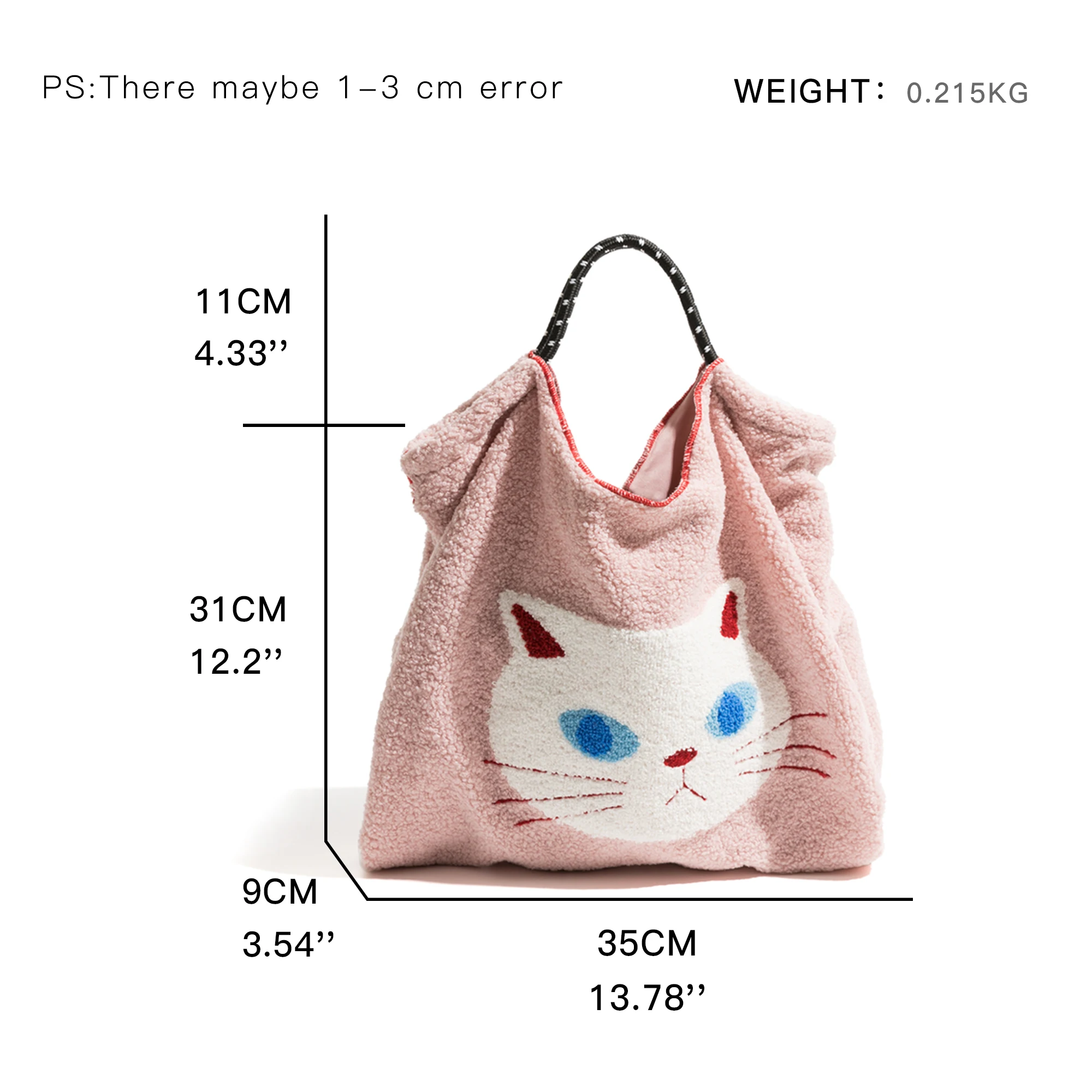 KOKOPEAS Lamb Like Fabric Animal Pattern Woman Tote Handbag Cute Faux Fur Large Female Shoulder Purse Fashion Drawstring Hobo