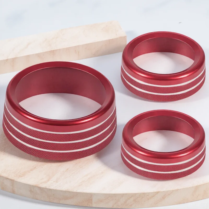 

3pcs Air Conditioning Button Cover Car Knob Trim Climate Control Ring Durable Aluminum Alloy Universal Switch Accessory For Ac