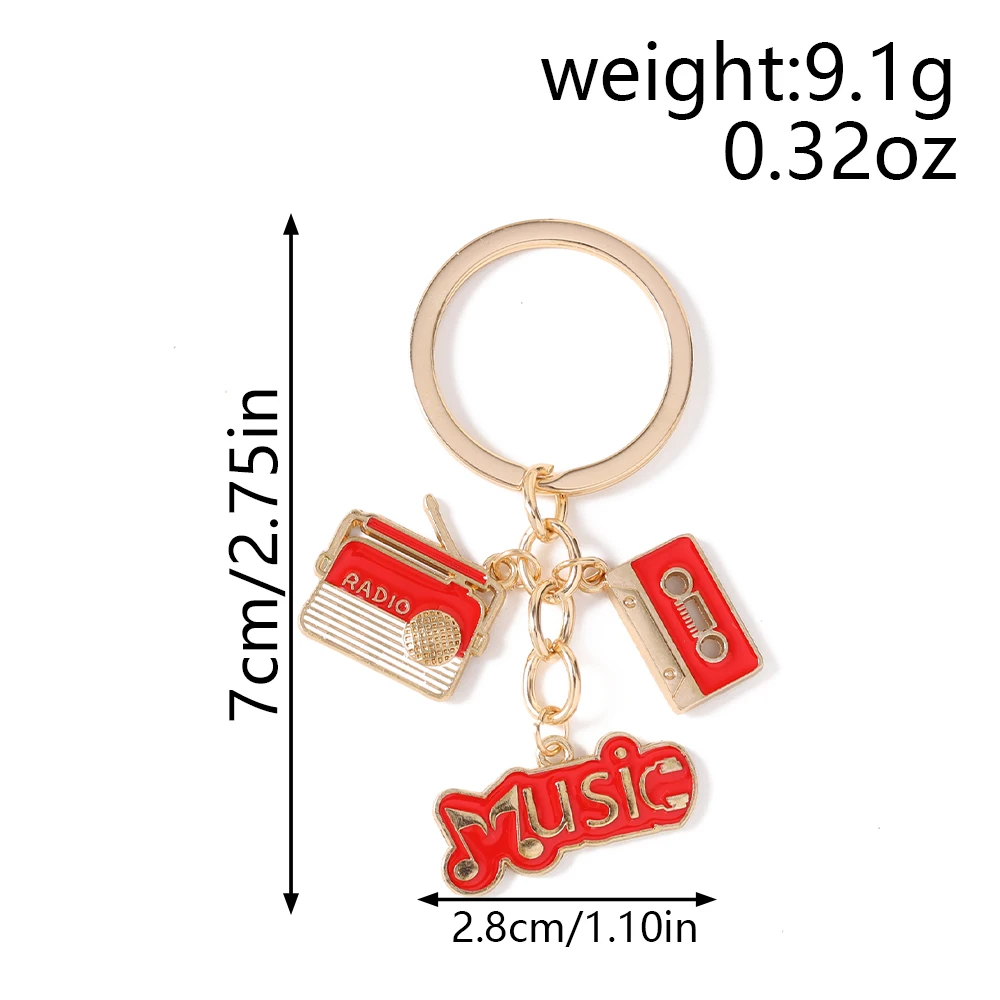 Modische Bunte Musikalische Schlüsselanhänger, Emaillierte Radio-Musikinstrument-Schlüsselringe für Frauen und Männer, Autoschlüssel, Handtaschen-Schlüsselanhänger, DIY-Zubehör – Detail 4