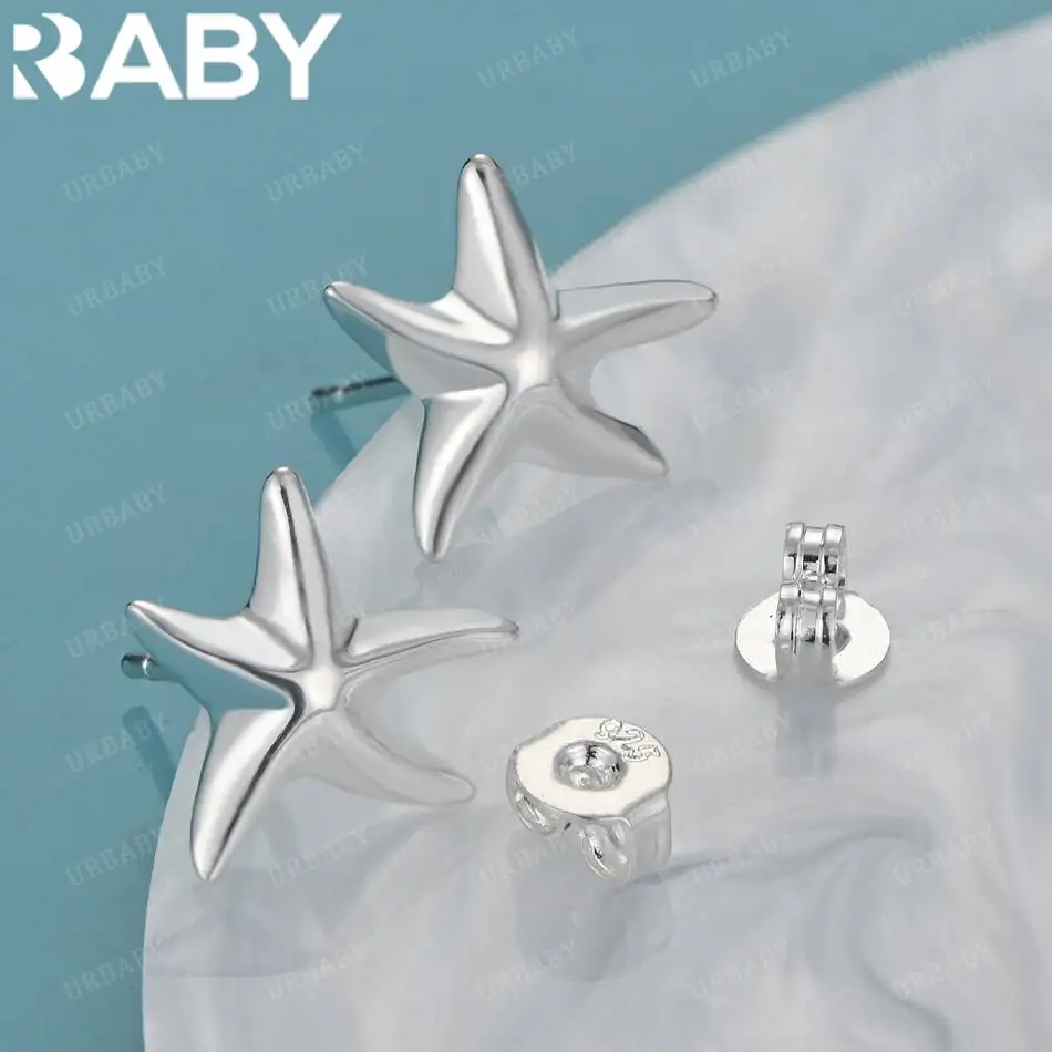 

URBABY 925 Sterling Silver Starfish Stud Earrings For Women Fashion Cute Grace Simple Jewelry Party Wedding Accessories