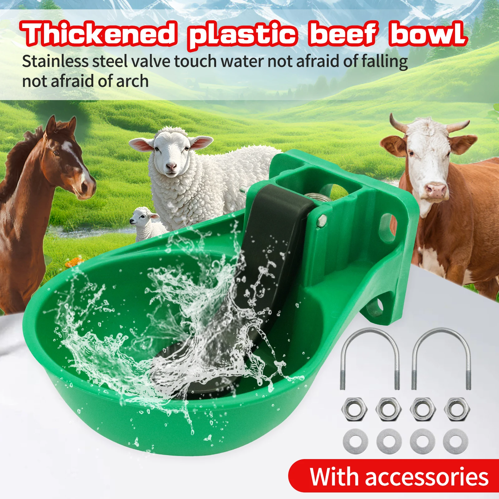 1 Set Automatic Feeder Drinker Time-Saving Cattle Drinking Cup Versatile Large Capacity Farm Equipment for Cattle Horse Donkey