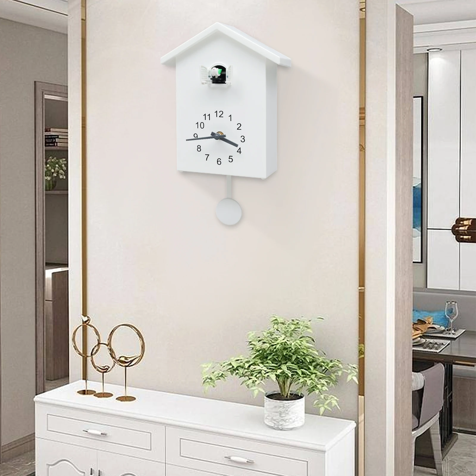 Modern Wall Clock Bird Design Living Room Hanging Watch White Simplicity Decoration Quartz