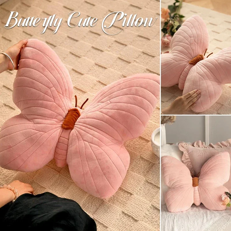 

Butterfly Pillow Throwing Pad Short Plush Cushion Cute Girl Pink Toy Bedroom Sofa Cushion Home Decoration Women Birthday Gift