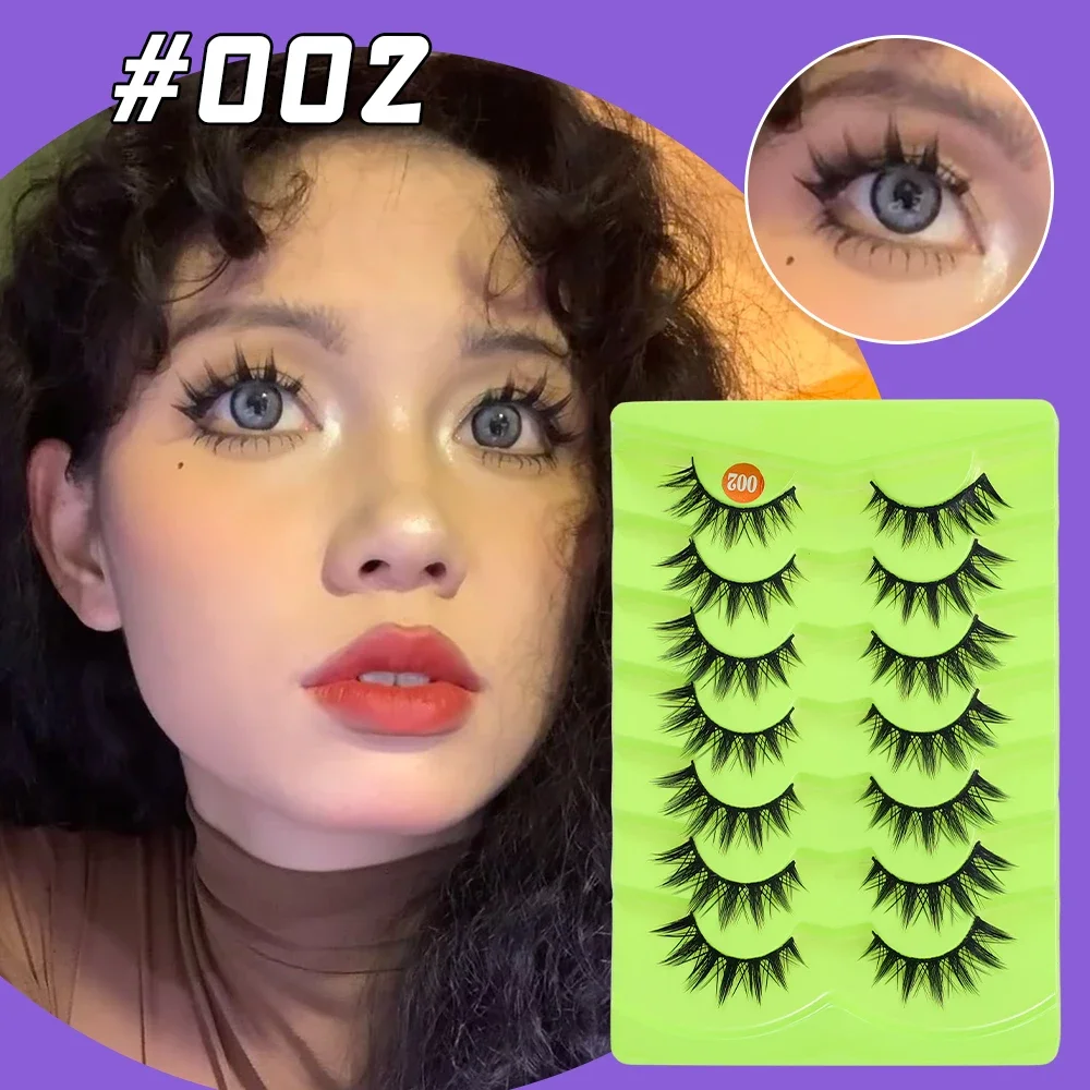 Anime Dezelfde 3d Curling Wimpers 7 Paar 3d Natuurlijke Valse Wimpers Pluizige Zachte Kruis Piekerige Wimper Extensie Herbruikbare Wimper Make-Up