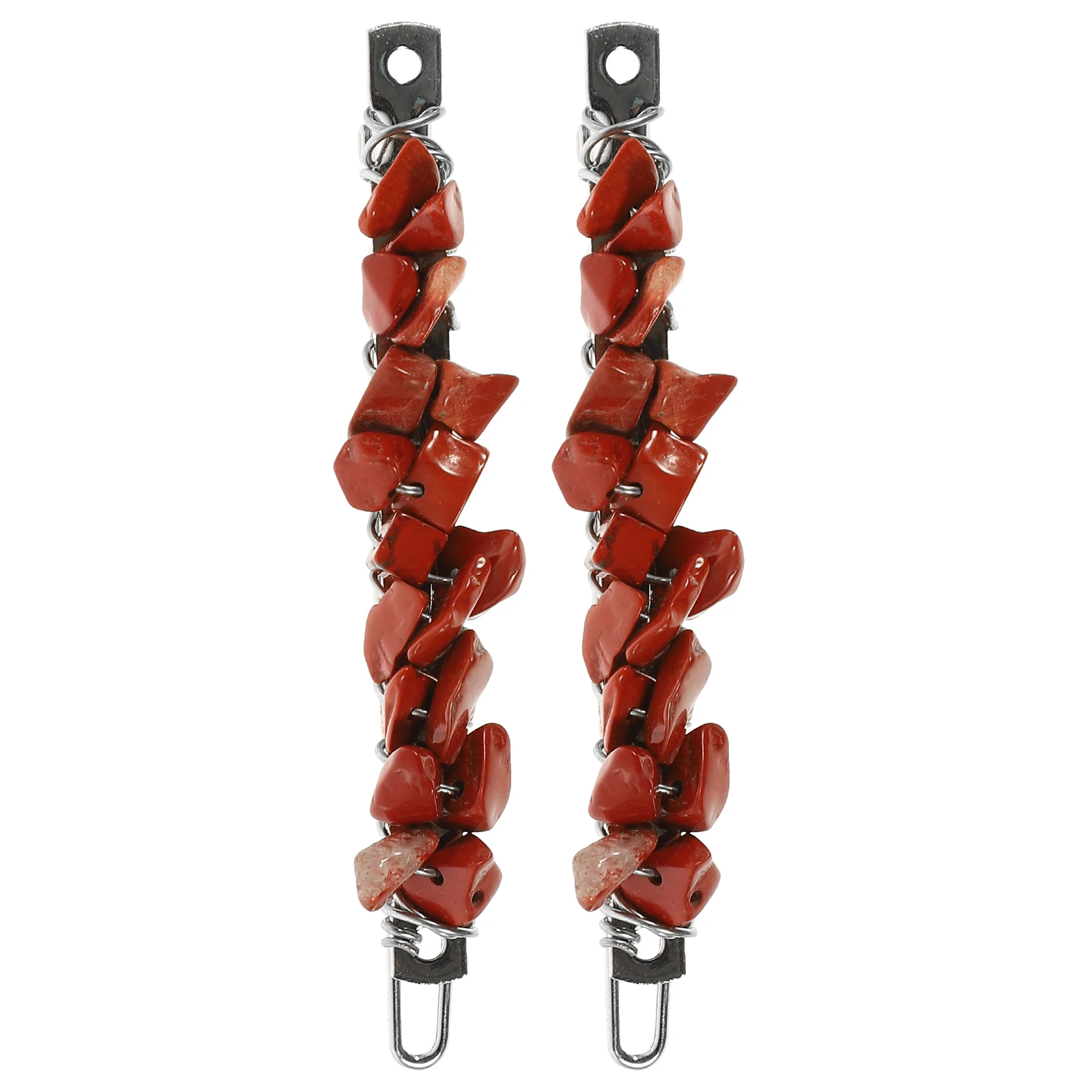 

2 Pcs Crystal Stone Hairpin Clips Natural Red Gemstone Hair Accessories for Women Styling Aid Durable Metal Barrettes Decorative