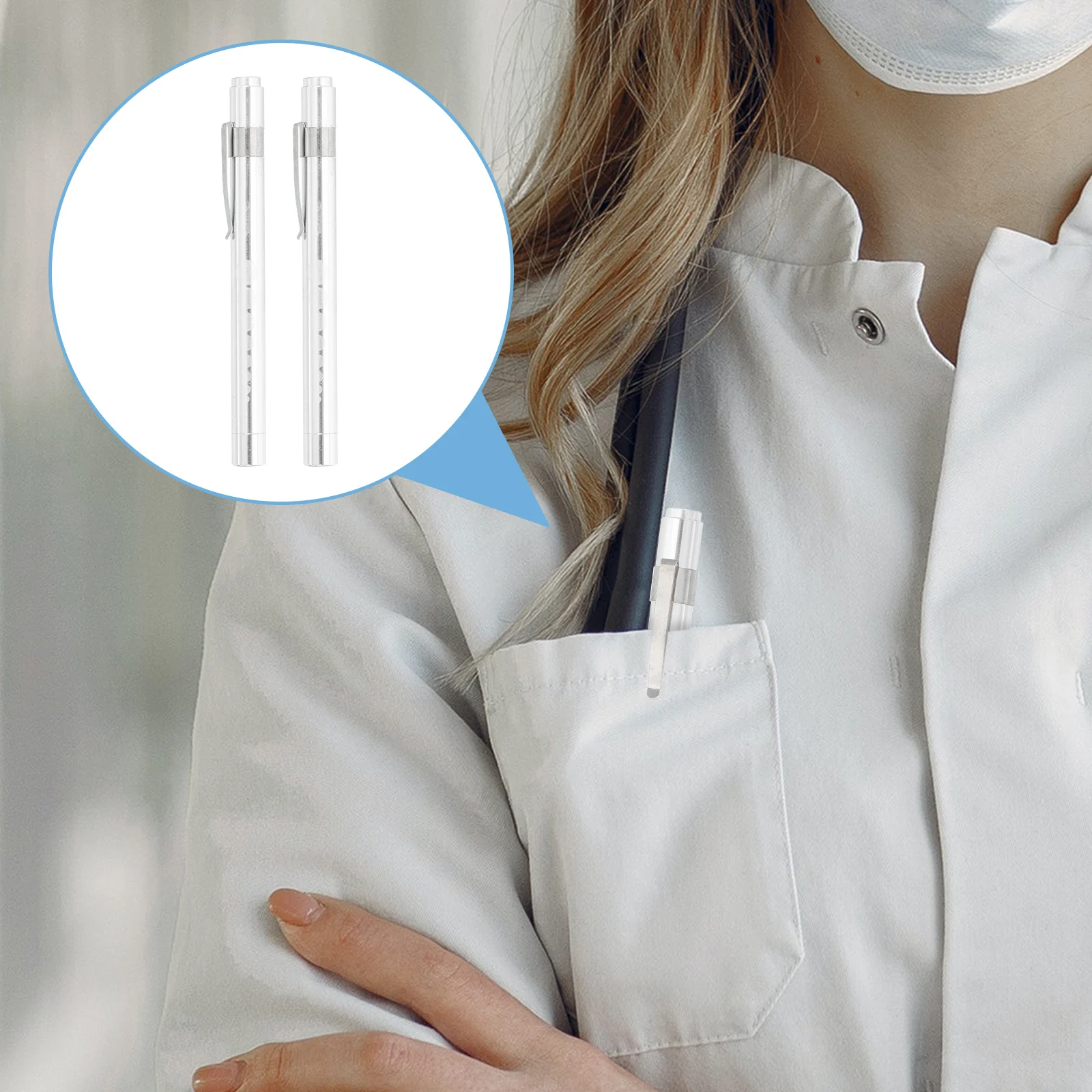 

Medical Aluminum Inspection Light for Doctors Nurses Silver Pupil Gauge LED Dental Tool