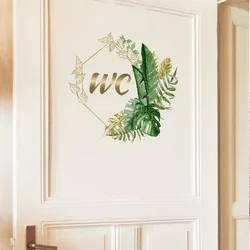 Green Plants Men and Women WC Wall Sticker for Bathroom Decoration Vinyl Home Decals Waterproof Poster Door Stickers Toilet Sign