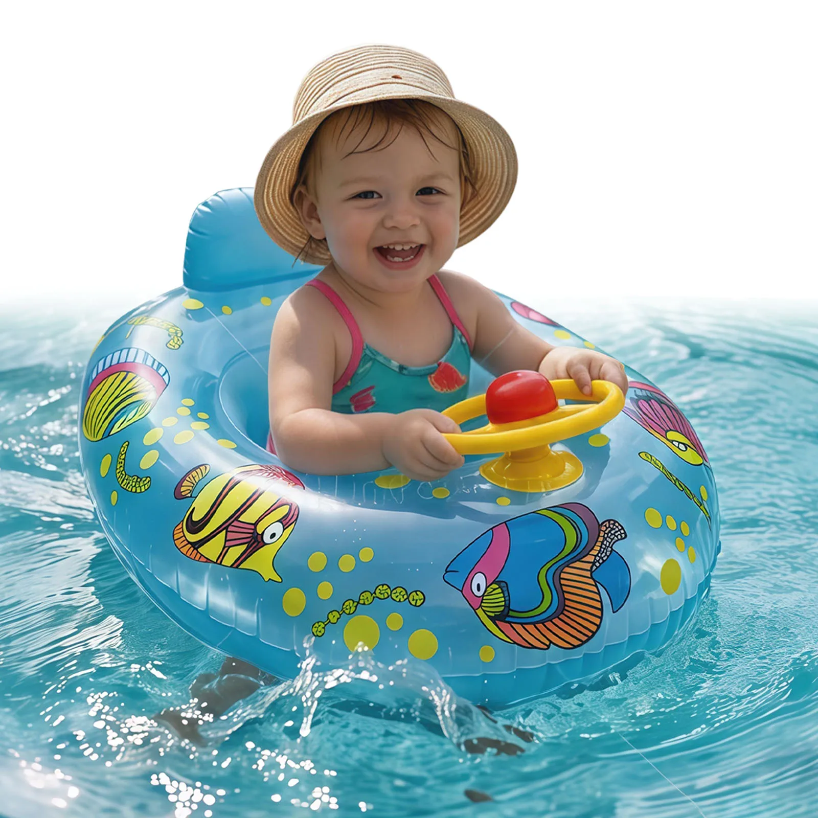 Inflatable Baby Pool Float, Safty Seat for Infant Baby Swim Float Rings Car Shaped Swimming Pool Floaties for Babies Toddlers